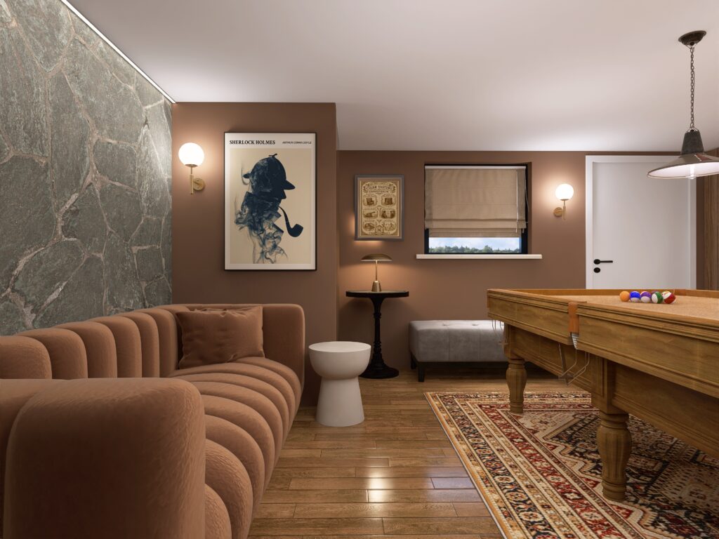 billard, pool, man cave, pokój gier, stół bilardowy, retro, lata międzywojenne